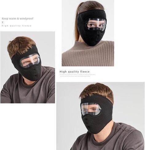 Balaclava Fleece Ski Mask for Men Women Warm Windproof Winter Face Mask with Goggles-Perfect for Cycling Hiking Outdoor in Saudi Arabia