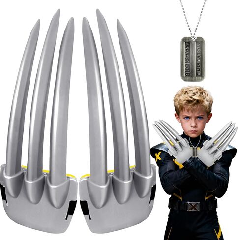 مجموعة مخالب الذئب الميكانيكية القابلة للسحب، مخلب إصبع بلاستيكي لزي المستذئب أسلحة كوسبلاي الدعامة المعدنية لعلامة الكلب in Kuwait