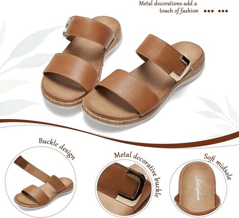 Littleplum Women Slides Sandals Arch Support Open Toe Slip on Sandals Soft Cushion Slippers Comfy Casual Summer Shoes for Walking,Beach,Travel in Saudi Arabia