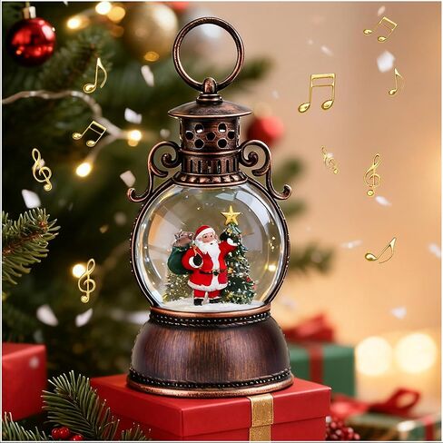 Christmas Snow Globes, Snowman Snow Globe Lantern, Christmas Music Box with 8 Songs & 6h Timer, USB Powered & Battery Operated Musical Snow Globe for Indoor Decoration and Gift in Saudi Arabia