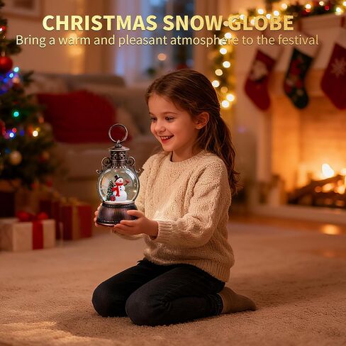 Christmas Snow Globes, Snowman Snow Globe Lantern, Christmas Music Box with 8 Songs & 6h Timer, USB Powered & Battery Operated Musical Snow Globe for Indoor Decoration and Gift in Saudi Arabia