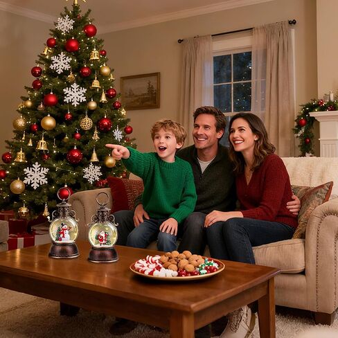 Christmas Snow Globes, Snowman Snow Globe Lantern, Christmas Music Box with 8 Songs & 6h Timer, USB Powered & Battery Operated Musical Snow Globe for Indoor Decoration and Gift in Saudi Arabia