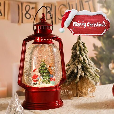 MUMTOP Christmas Snow Globe Lantern, Santa Christmas Lantern Snow Globe with Music Box and USB Powered & Battery Operated Glittering Water Lanterns for Christmas Home Holiday Decor and Gift in Saudi Arabia