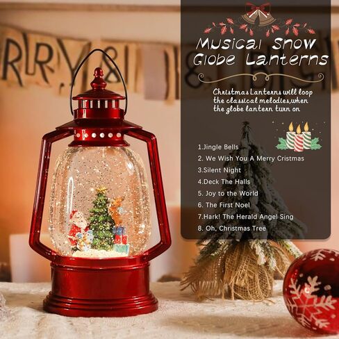 MUMTOP Christmas Snow Globe Lantern, Santa Christmas Lantern Snow Globe with Music Box and USB Powered & Battery Operated Glittering Water Lanterns for Christmas Home Holiday Decor and Gift in Saudi Arabia