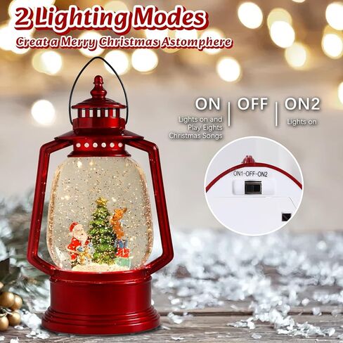 MUMTOP Christmas Snow Globe Lantern, Santa Christmas Lantern Snow Globe with Music Box and USB Powered & Battery Operated Glittering Water Lanterns for Christmas Home Holiday Decor and Gift in Saudi Arabia
