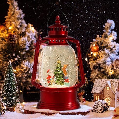 MUMTOP Christmas Snow Globe Lantern, Santa Christmas Lantern Snow Globe with Music Box and USB Powered & Battery Operated Glittering Water Lanterns for Christmas Home Holiday Decor and Gift in Saudi Arabia