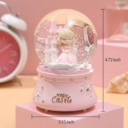Snow Globe, Pink Castle Snowglobes with Automatic Snowfall Musical with Color Changing LED Light, Gifts for Girls, Birthday Christmas Festival Gifts for Kids Girls Children in Saudi Arabia