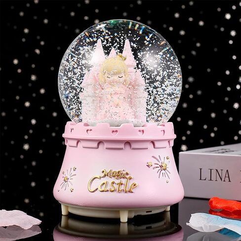 Snow Globe, Pink Castle Snowglobes with Automatic Snowfall Musical with Color Changing LED Light, Gifts for Girls, Birthday Christmas Festival Gifts for Kids Girls Children in Saudi Arabia