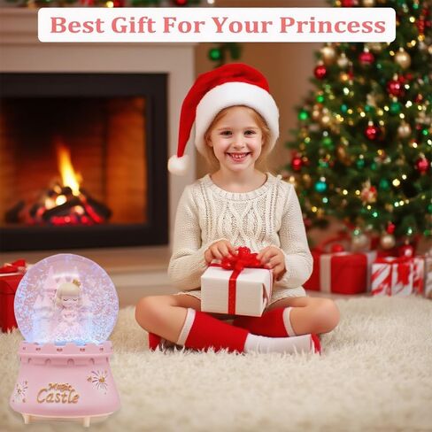 Snow Globe, Pink Castle Snowglobes with Automatic Snowfall Musical with Color Changing LED Light, Gifts for Girls, Birthday Christmas Festival Gifts for Kids Girls Children in Saudi Arabia