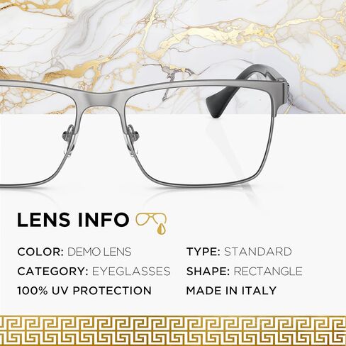 Versace VE1285 Non-Polarized Glasses for Men - Rectangle Metal Frame with Temples, eShades Eyewear Kit Included in Saudi Arabia