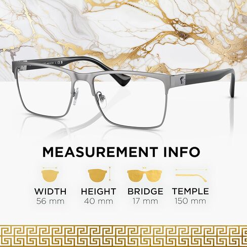 Versace VE1285 Non-Polarized Glasses for Men - Rectangle Metal Frame with Temples, eShades Eyewear Kit Included in Saudi Arabia