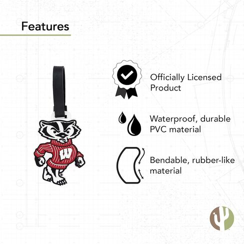 Desert Cactus University of Wisconsin Luggage Tag Badgers UW Madison Bag (PVC - Design D) (Pack of 2) in Saudi Arabia