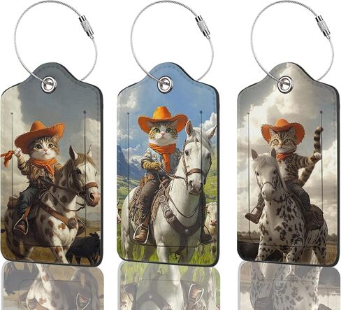 3 Pack PU Leahter Funny Dog Sunglasses Luggage Tag with Stainless Steel Loop, Travel Suitcase Labels with Privacy Cover ID Label Quickly Spot for Bags in Saudi Arabia