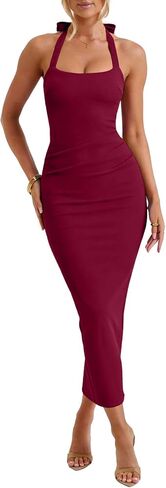 oten Women's Elegant Halter Backless Bodycon Maxi Dress Wedding Guest Formal Party Evening Long Dresses in Saudi Arabia