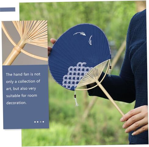 BESPORTBLE Japanese Pattern Fan Bamboo Round Fan Hand Circular Decorative Home Accessory in Saudi Arabia