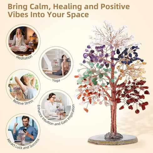 Hopeseed 7 شقرا كريستال شجرة الحياة اليدوية بونساي شفاء أشجار الكريستال للمنزل، مكتب، غرفة المعيشة، ديكور مكتب للطاقة الإيجابية، هدايا عيد ميلاد حظا سعيدا للنساء، أمي، الرجال in Kuwait