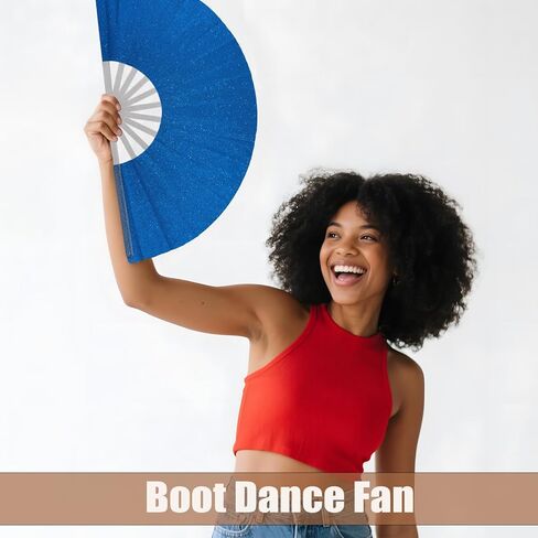 10PCS Large Handheld Rave Folding Fan for men/women,Foldable Decorative Fans,rave accessories,Used for Dance,Parties,Wedding,Music Festival, Decorations (Glitter Royal Blue) in Saudi Arabia