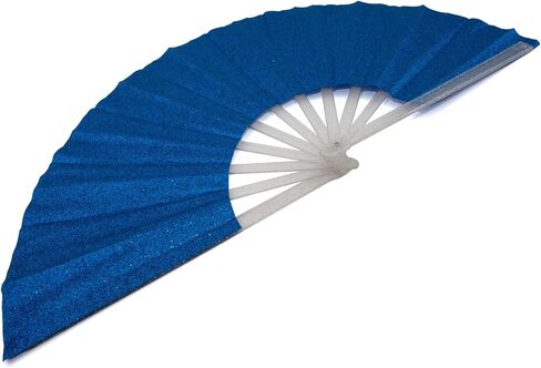 10PCS Large Handheld Rave Folding Fan for men/women,Foldable Decorative Fans,rave accessories,Used for Dance,Parties,Wedding,Music Festival, Decorations (Glitter Royal Blue) in Saudi Arabia