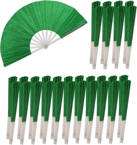 10PCS Large Handheld Rave Folding Fan for men/women,Foldable Decorative Fans,rave accessories,Used for Dance,Parties,Wedding,Music Festival, Decorations (Glitter Royal Blue) in Saudi Arabia