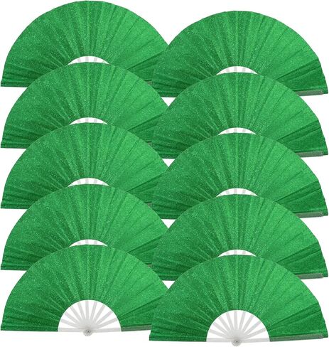 10PCS Large Handheld Rave Folding Fan for men/women,Foldable Decorative Fans,rave accessories,Used for Dance,Parties,Wedding,Music Festival, Decorations (Glitter Royal Blue) in Saudi Arabia