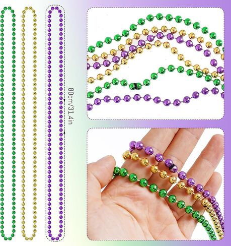 4Pcs Mardi Gras Mask Carnival Masquerade Mask with Mardi Gras Bead Necklace Mardi Gras Costume Accessories in Saudi Arabia