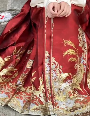 Women's Horse Face Skirt Pleated Tie Up A-Line Long Printing Skirt Costume Ming Dynasty Chinese Traditional Hanfu in Saudi Arabia