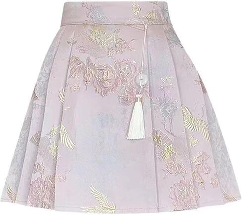 Women's Horse Face Skirt Pleated Tie Up A-Line Long Printing Skirt Costume Ming Dynasty Chinese Traditional Hanfu in Saudi Arabia