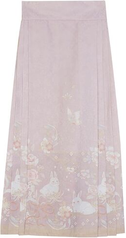 Women's Horse Face Skirt Pleated Tie Up A-Line Long Printing Skirt Costume Ming Dynasty Chinese Traditional Hanfu in Saudi Arabia