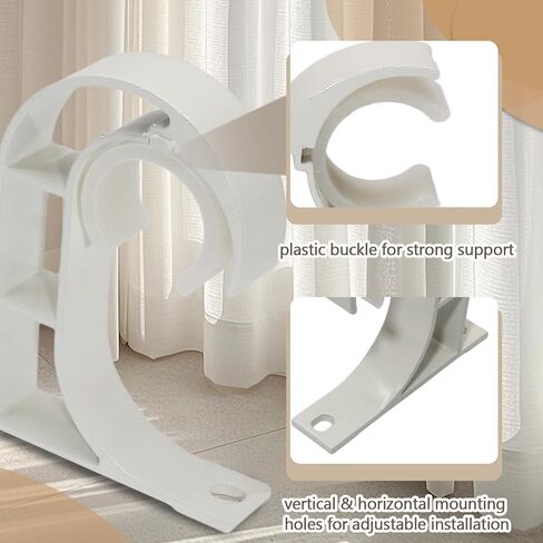 4 Pack Ceiling Curtain Rod Brackets, Aluminum Alloy Ceiling Mount Hooks for 1" Drapery Rods, Curtain Pole Supports Holders for Bedroom Living Room (White) in Saudi Arabia