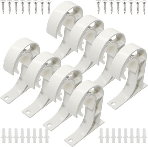 4 Pack Ceiling Curtain Rod Brackets, Aluminum Alloy Ceiling Mount Hooks for 1" Drapery Rods, Curtain Pole Supports Holders for Bedroom Living Room (White) in Saudi Arabia