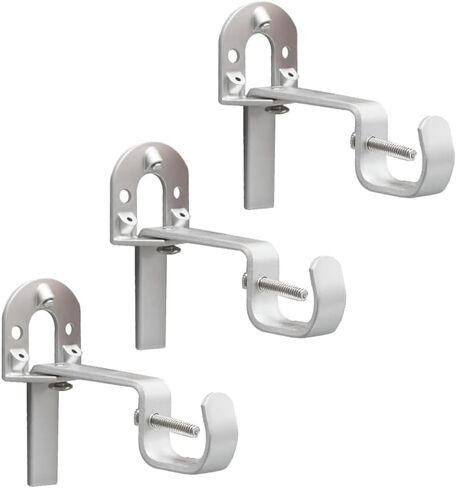 Universal Curtain Rod Brackets, Set of 3 – Nickel, Heavy-Duty Steel, Easy No-Drill Installation with Anchors & Hardware in Saudi Arabia