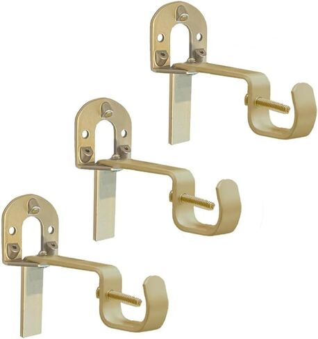 Universal Curtain Rod Brackets, Set of 3 – Nickel, Heavy-Duty Steel, Easy No-Drill Installation with Anchors & Hardware in Saudi Arabia