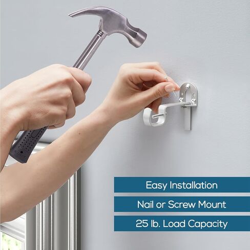 Universal Curtain Rod Brackets, Set of 3 – Nickel, Heavy-Duty Steel, Easy No-Drill Installation with Anchors & Hardware in Saudi Arabia
