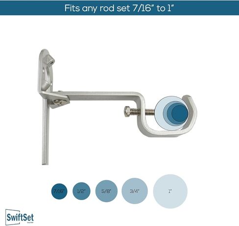 Universal Curtain Rod Brackets, Set of 3 – Nickel, Heavy-Duty Steel, Easy No-Drill Installation with Anchors & Hardware in Saudi Arabia