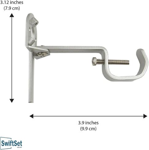 Universal Curtain Rod Brackets, Set of 3 – Nickel, Heavy-Duty Steel, Easy No-Drill Installation with Anchors & Hardware in Saudi Arabia