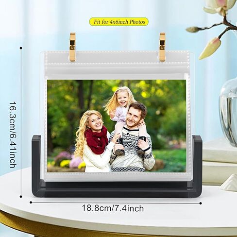 ZEEYUAN 4x6 Desktop Flip Photo Album on Stand Acrylic Picture Frame Holds 60 Pictures, 4x6 Standing Photo Album Double Side Display Gifts for Thanksgiving Christmas Valentines in Saudi Arabia