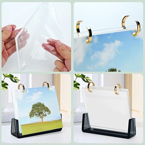 ZEEYUAN 4x6 Desktop Flip Photo Album on Stand Acrylic Picture Frame Holds 60 Pictures, 4x6 Standing Photo Album Double Side Display Gifts for Thanksgiving Christmas Valentines in Saudi Arabia