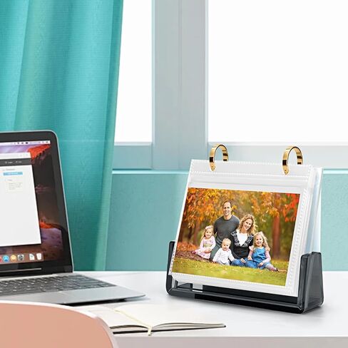 ZEEYUAN 4x6 Desktop Flip Photo Album on Stand Acrylic Picture Frame Holds 60 Pictures, 4x6 Standing Photo Album Double Side Display Gifts for Thanksgiving Christmas Valentines in Saudi Arabia