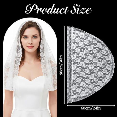 White Lace Catholic Veils, Mantilla Veils Catholic for Church, The First Communion Lace Veil, Veil for Women Wedding in Saudi Arabia