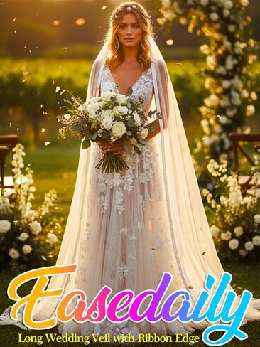 EASEDAILY Bride Wedding Veils Ivory Long Cathedral Length 1 Tier Bridal Tulle Veil with Comb for Women in Saudi Arabia