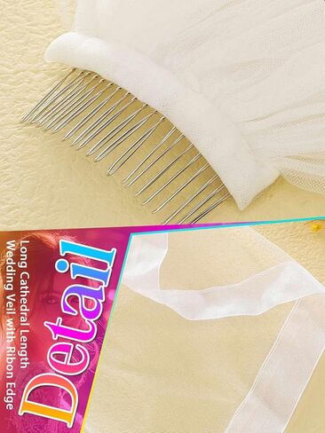 EASEDAILY Bride Wedding Veils Ivory Long Cathedral Length 1 Tier Bridal Tulle Veil with Comb for Women in Saudi Arabia