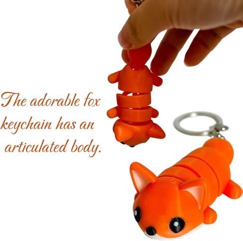 TIME&TRAVE 4-Pack 3D Printed Animal Keychains, Articulated Fox Dog Duck Goose Set with Movable Joints, Poseable Collectible Figure for Backpack Bag Zip Pull, Gift for Animal Lovers in Saudi Arabia