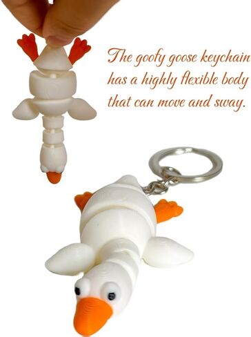 TIME&TRAVE 4-Pack 3D Printed Animal Keychains, Articulated Fox Dog Duck Goose Set with Movable Joints, Poseable Collectible Figure for Backpack Bag Zip Pull, Gift for Animal Lovers in Saudi Arabia