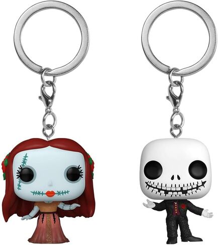 فانكو بوب! سلسلة مفاتيح: Disney's The Nightmare Before Christmas - جاك سكيلينغتون وسالي في ملابس رسمية عبوة من قطعتين (حصريًا لدى Walmart) in Kuwait