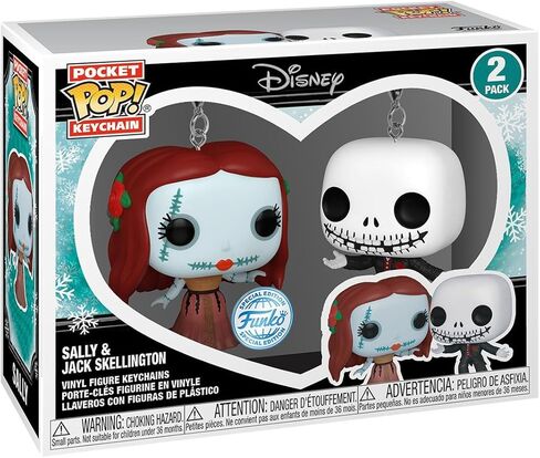 فانكو بوب! سلسلة مفاتيح: Disney's The Nightmare Before Christmas - جاك سكيلينغتون وسالي في ملابس رسمية عبوة من قطعتين (حصريًا لدى Walmart) in Kuwait