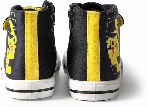 Pokémon Pikachu Boys High-Top Trainers with Hook and Loop Strap | Pika Kids Black Yellow Lightning Bolt Footwear in Saudi Arabia
