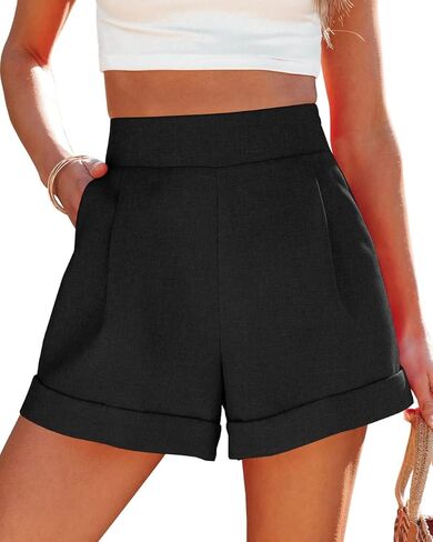 Wihion Women Summer Wide Leg Shorts High Waisted Casual Bermuda Shorts Lightweight Workwear Shorts with Pocket in Saudi Arabia