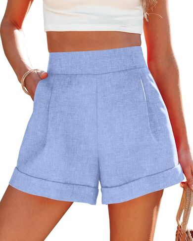 Wihion Women Summer Wide Leg Shorts High Waisted Casual Bermuda Shorts Lightweight Workwear Shorts with Pocket in Saudi Arabia