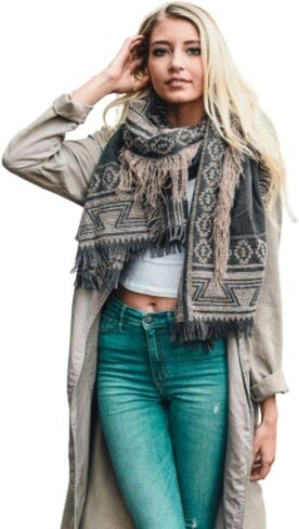 Fringe Blanket Scarf Cashmere Soft Womens Winter Plaid Scarves Pashmina Shawl in Saudi Arabia