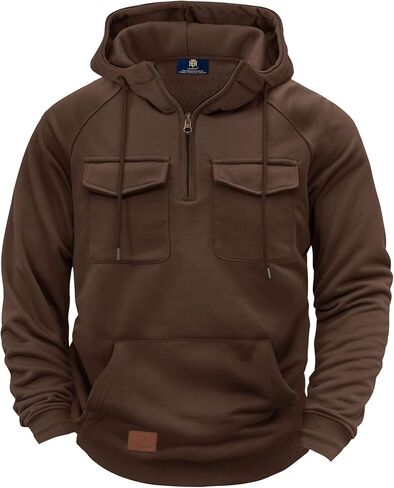 Herberton Men's Cargo Hoodie Quarter-Zip Midweight Casual Workwear Tactical Pullover with Pockets (S-3XL) in Saudi Arabia